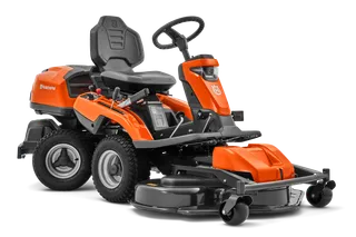 Oransje og grå Husqvarna rider plenklipper